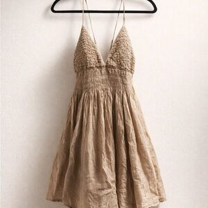 Cotton Candy Beige Textured Mini Dress